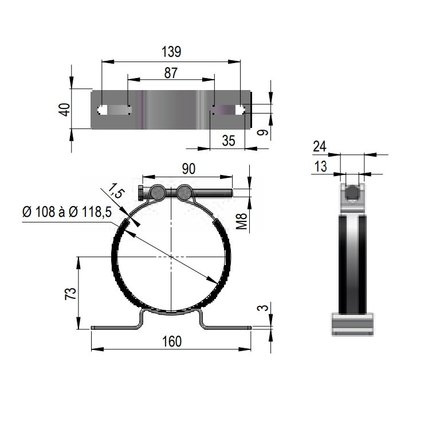 Collier de fixation pour accumulateur dia. 115 Hydro Leduc 254021  2